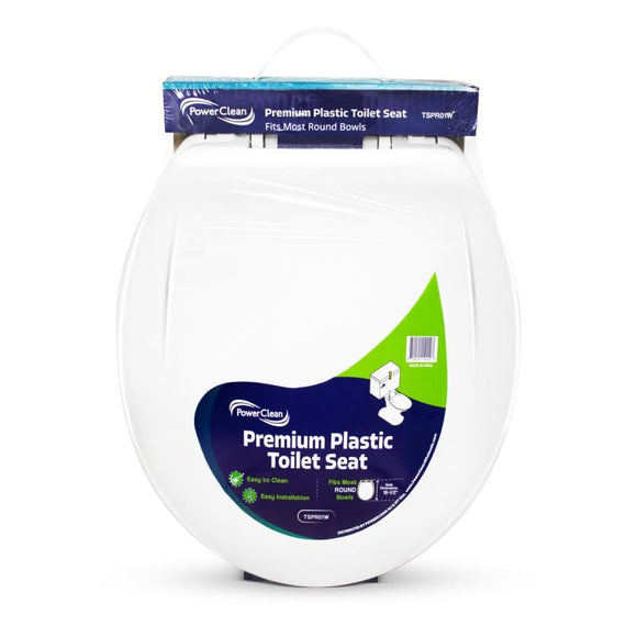 Power Clean Premium Plastic Toilet Seat For Round Bowls White (16-1/2