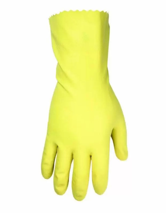 Custom Leathercraft Household Yellow Latex Gloves, Large