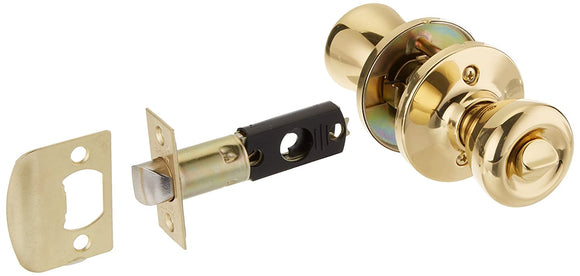 Guard Security Tubular Privacy Door Lock, Key-less Polished Brass Finish