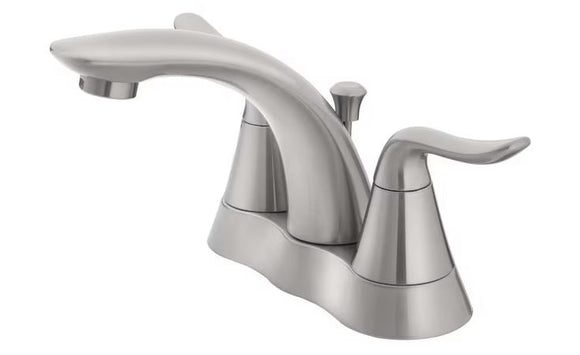 Home2O Lana 4-in centerset 2-Handle WaterSense Bathroom Sink Faucet with Drain and Deck Plate