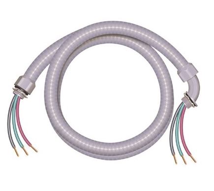 Southwire 4 ft. 8/2 Ultra-Whip Liquidtight Flexible Non-Metallic PVC Conduit Cable Whip (3/4