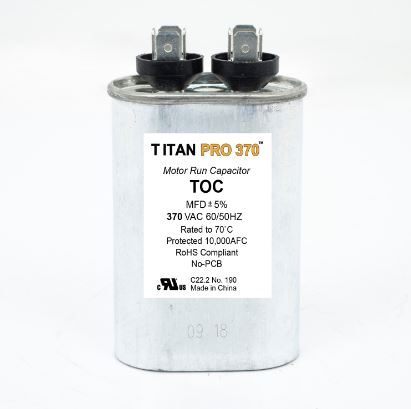 Titan Pro Run Capacitor 15 MFD 370 Volt Oval (15 MFD 370 Volt (TOC15))