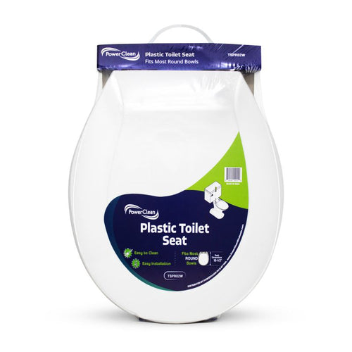Power Clean Plastic Toilet Seat For Round Bowls White