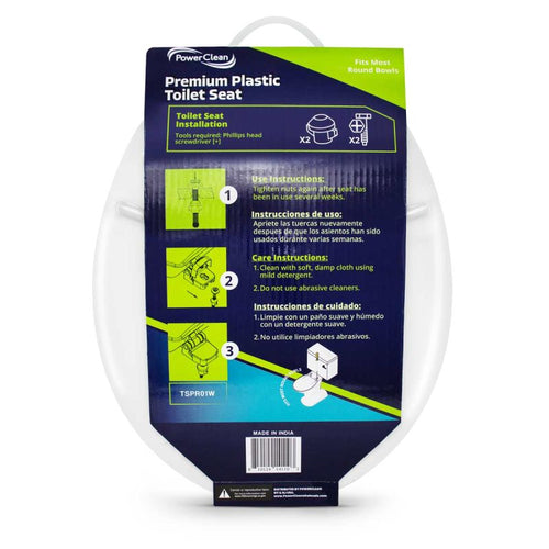 Power Clean Premium Plastic Toilet Seat For Round Bowls White
