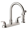 Seasons Raleigh Double-Handle Gooseneck Kitchen Faucet with Side Sprayer in Chrome
