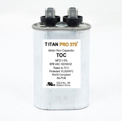 Titan Pro Run Capacitor 15 MFD 370 Volt Oval