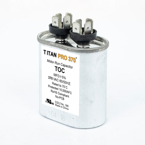 Titan Pro Run Capacitor 7.5 MFD 370 Volt Oval