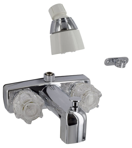 Valterra Phoenix Tub/Shower Kit Riser Spud Chrome With Clear Acrylic Knob Handles