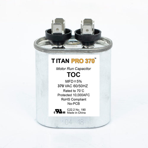 Titan Pro Run Capacitor 7.5 MFD 370 Volt Oval (370 V)