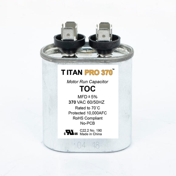 Titan Pro Run Capacitor 7.5 MFD 370 Volt Oval (370 V)