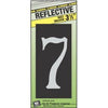 House Address Number 7, Reflective Aluminum, 3.5-In. On 5-In. Black Panel