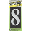 House Address Number 8, Reflective Aluminum, 3.5-In. On 5-In.Black Panel